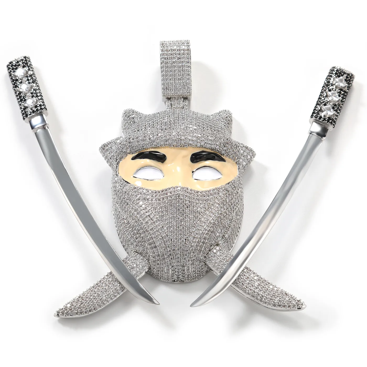 Authentic Shadow Warrior Ninja Talisman - Crystalline Mask & Dual Blade Gold-Plated Protector