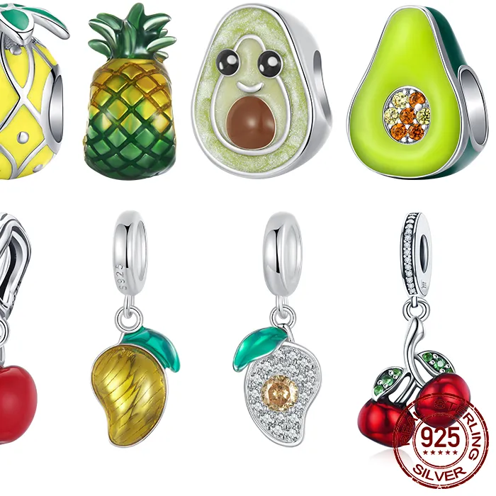 Authentic Mango Harmony: Double-Faced Sterling Silver Charm of Abundance and Joy