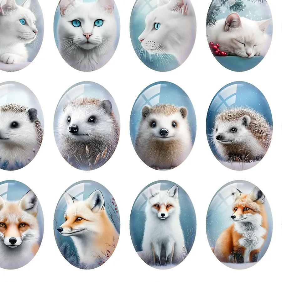 Authentic Enchanted Winter Forest Spirit Totem Cabochons - Sacred Animal Wisdom Amulet Collection