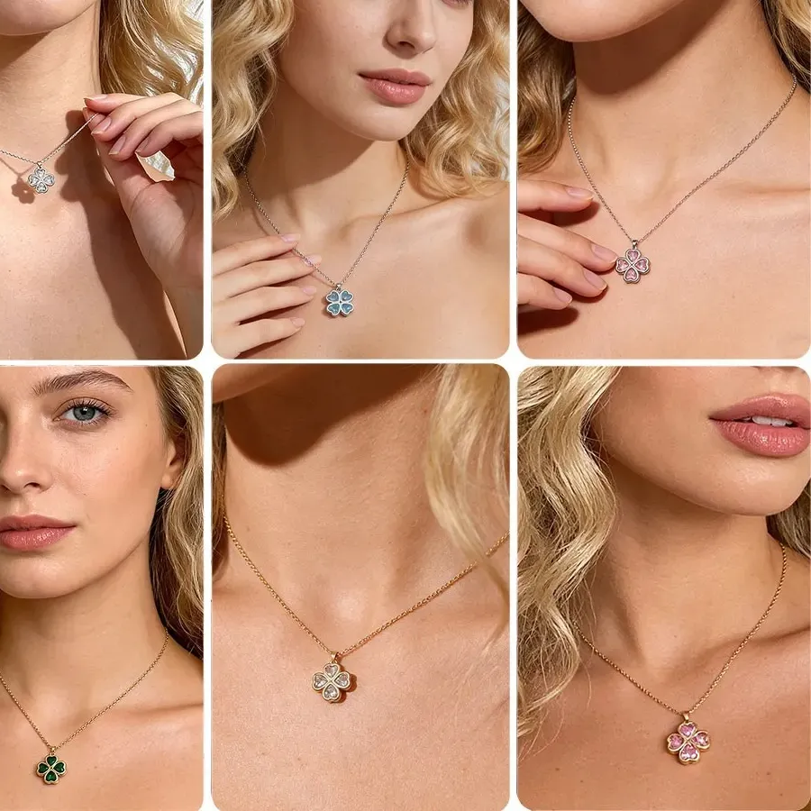 Authentic Ethereal Clover Harmony Talisman - Prismatic Four Leaf Zircon Gold Plated Amulet of Fortune