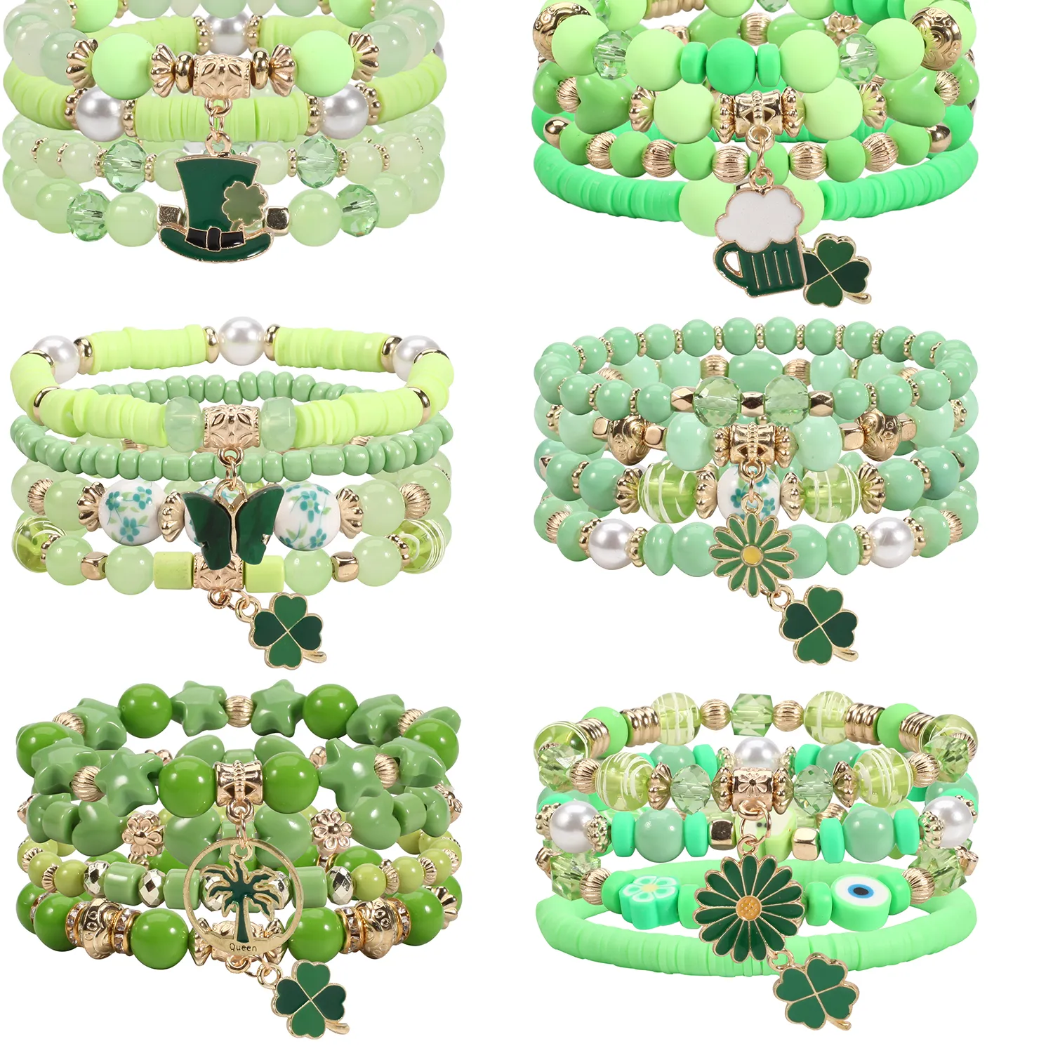 Authentic Emerald Shamrock Talisman Bracelet A Stack Of Green Luck & Spiritual Shield