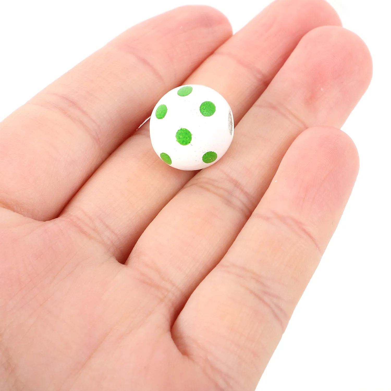 Authentic 50Pcs Green Shamrock Round Wood Beads Polka Dot Design Natural Wood Craft Beads for Bracelets Necklaces Garland St Patricks Day