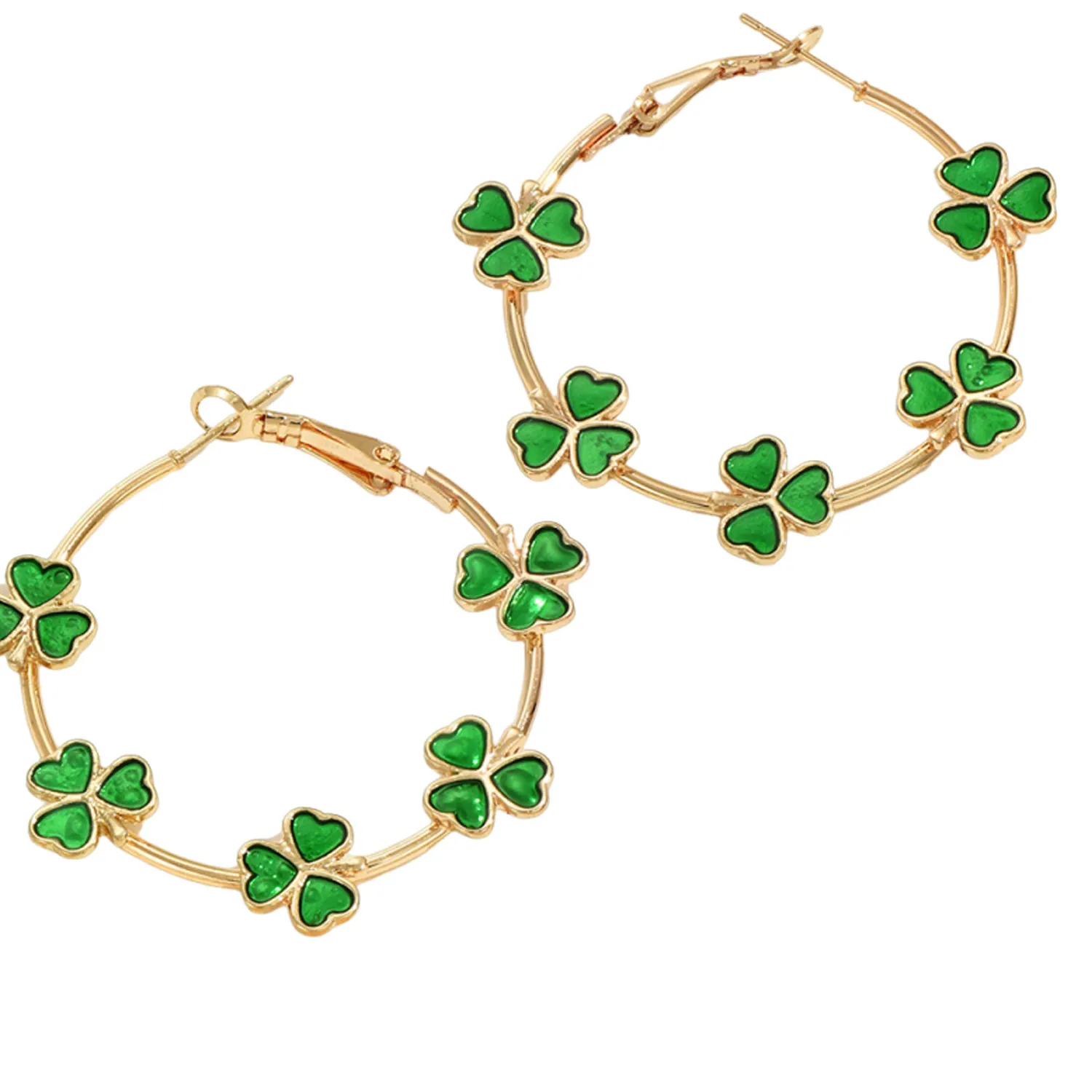 Authentic 1Pair Green Shamrock Earrings St Patricks Day Dangle Earrings Lucky Clover Jewelry Holiday Accessories Shamrock Earring