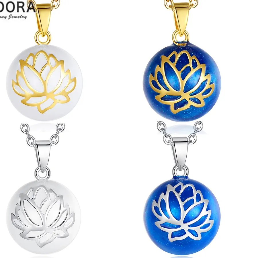 Authentic Eudora 20mm Harmony Ball Lotus Pendant Pregnancy Bola Angel Caller Baby Wishing Chime Ball Necklace Fine Jewelry for Women