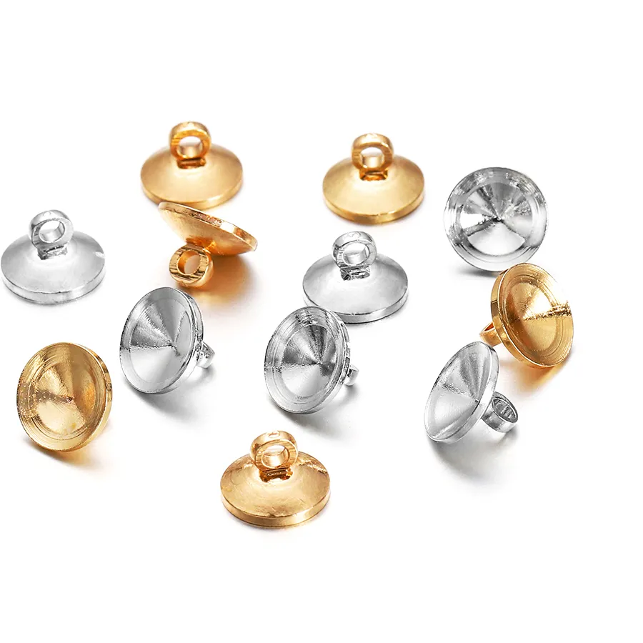 Authentic 50Pcs/Lot Metal Beads Round Cap Fit Glass Wishing Bottle Cap Ball Pendant Caps Connectors for DIY Jewelry Making Supplies