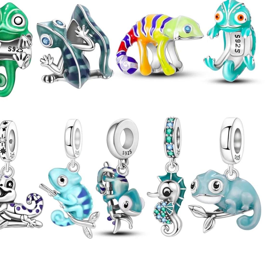 Authentic Orstarry S925 Sterling Silver Chameleon Bead Pendant For Bracelet Diy Jewelry Making Wishes Birthday