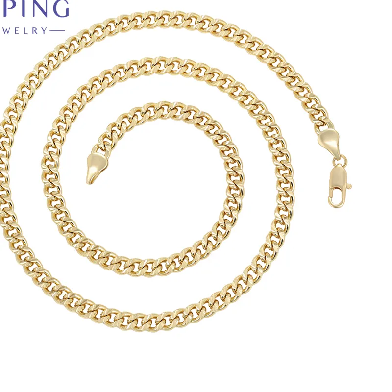 Authentic Xuping Jewelry Arrival Trendy 50cm Light Gold Color Necklace for Woman Men Christmas Party Wish Gifts X000933970