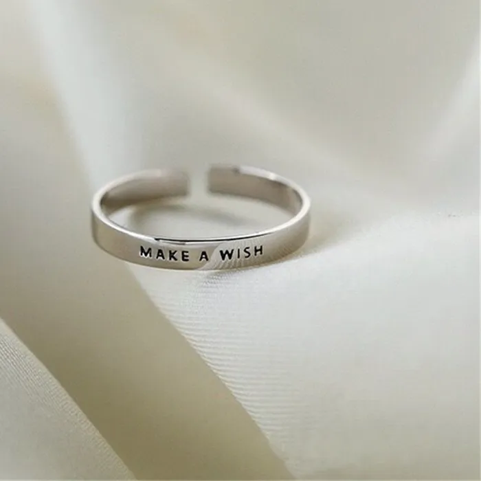 Authentic 925 Sterling Silver Make A WISH Adjustable Rings For Women Wedding Luxury Quality Jewelry