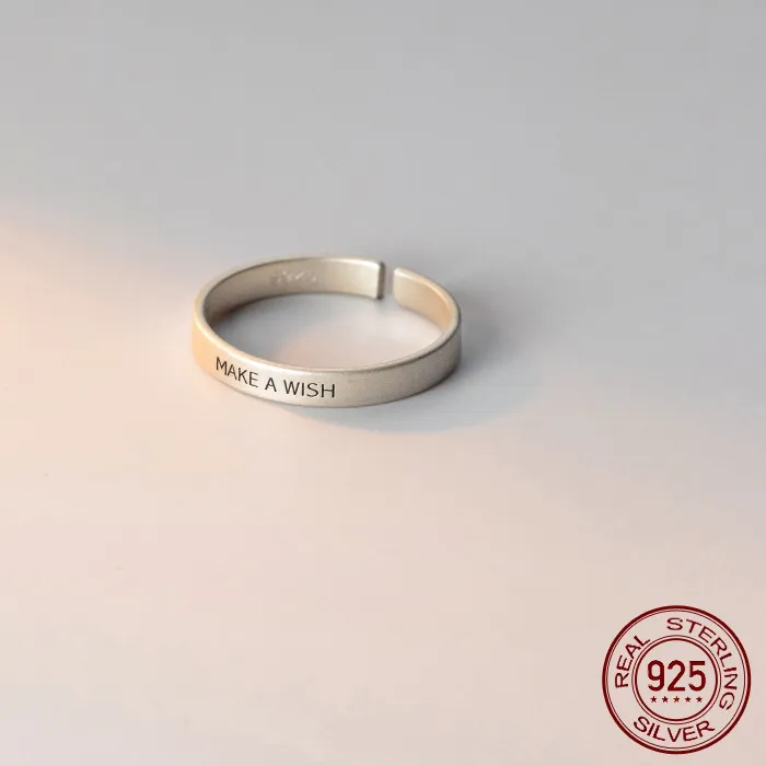 Authentic La Monada 50-55mm Resizable 925 Silver Rings For Women Real Silver 925 Woman Ring Fine Jewelry Silver Girls Letter Make A Wish