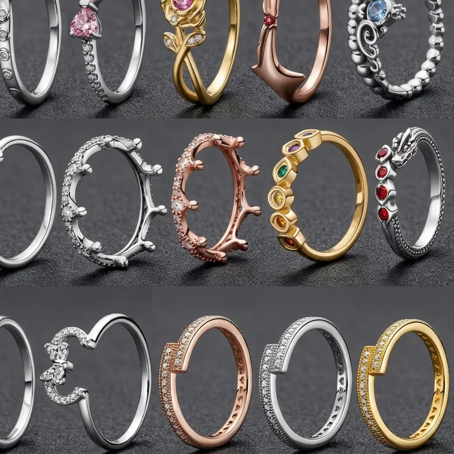 Authentic 925 Sterling Silver Rings for Women Original Crown Wishbone Engagement Wedding Rose Gold Crystal Ring Luxury Jewelry