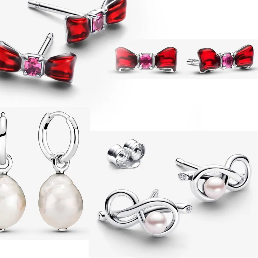 Authentic Eternity's Embrace Pearl and Crimson Thread Earrings