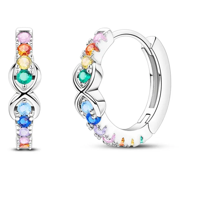 Authentic 925 Sterling Silver Earrings Women Sparkling Infinite Color Zirconia Hoop Earring For Anniversary Wedding Jewelry Gifts