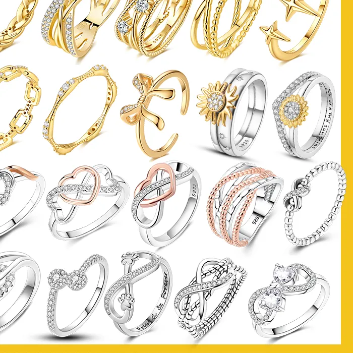 Authentic 925 Sterling Silver Gold Ring Sparkling Infinite Love Original Rings For Women Girl Wedding Jewelry Gifts