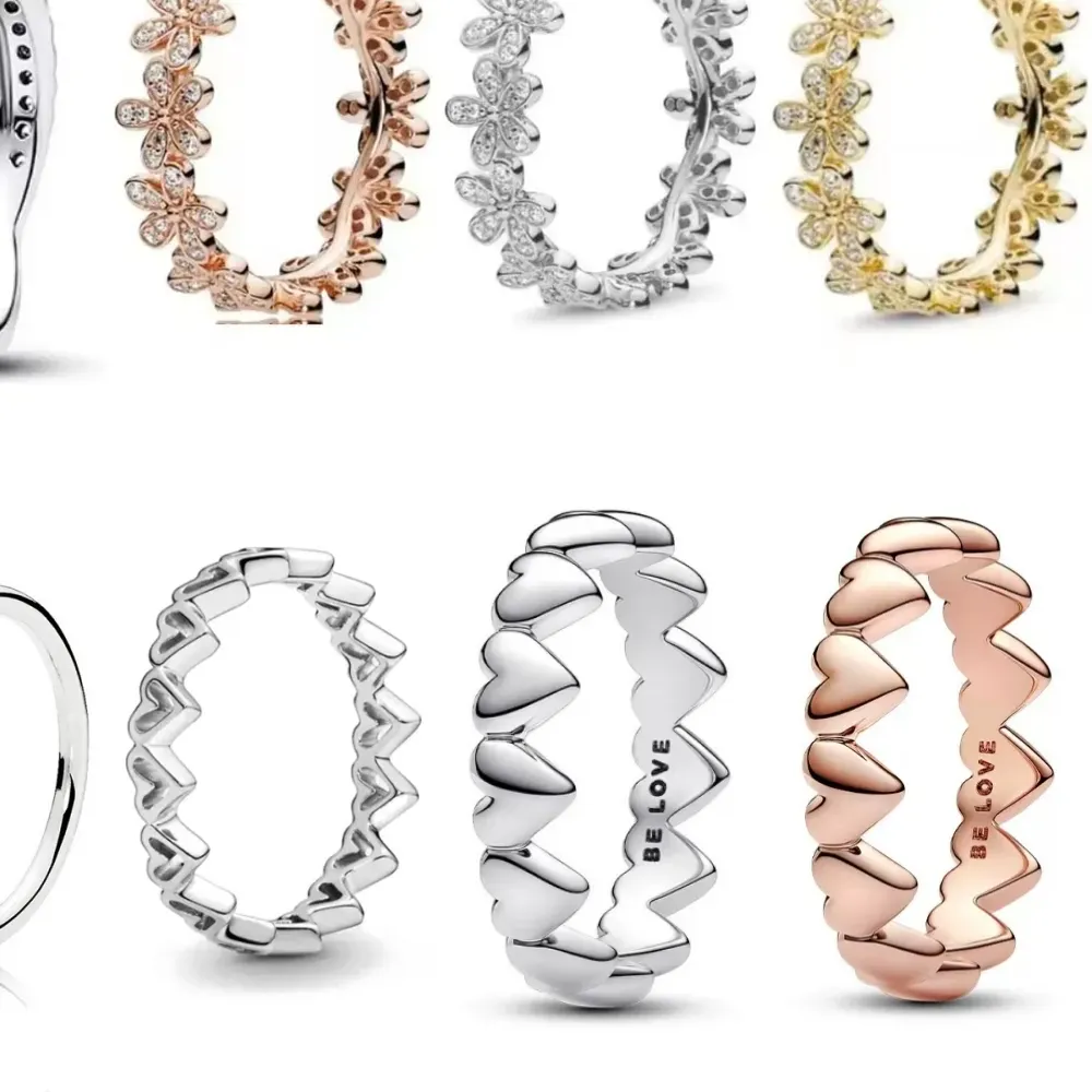 Authentic Hot Sell 925 Silver Stackable Infinite Heart Garland Sawtooth For Women Original Wedding Ring Jewelry