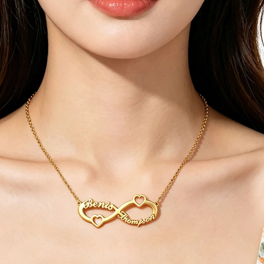 Authentic Lemegeton Customized Infinity Name Necklace Personalized Family Couple Choker Necklaces Jewelry