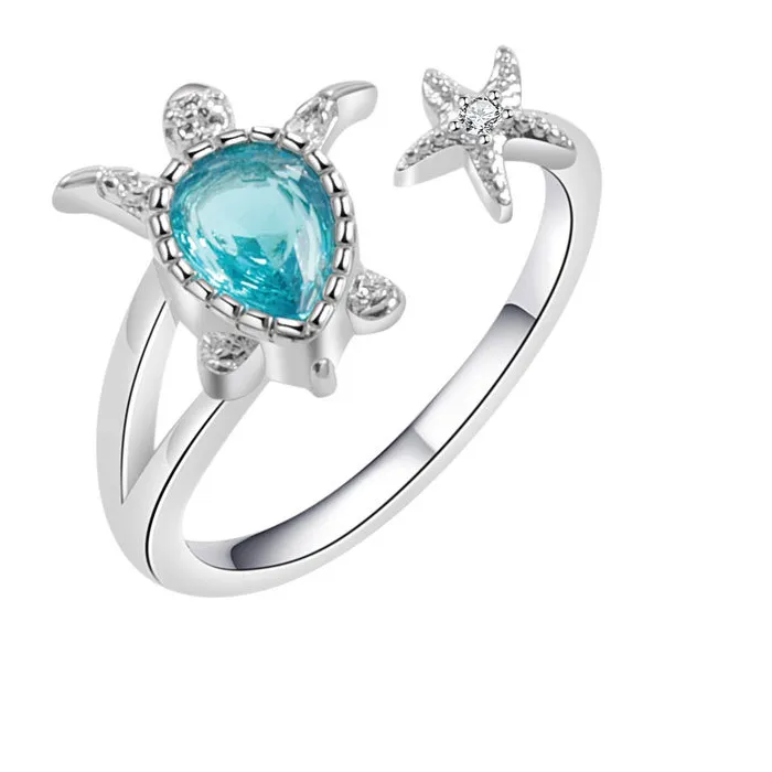 Authentic Tides of Eternity Sea Turtle and Starfish Sterling Ring