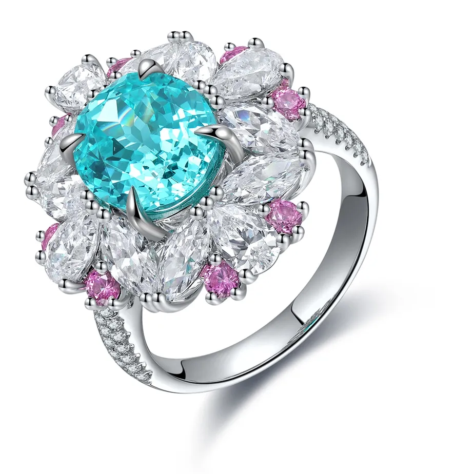 Authentic MUSHAN Custom Jewelry 925 Sterling Silver Ring Lab Red Emerald Heart Engagement Ring for Women 18K Gold Plated GRC Estate Ring