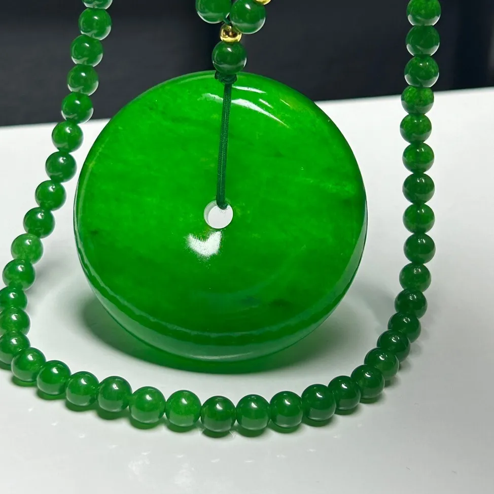 Authentic AAA Real natural high Ice Green Ping buckle Jade Jadeite Pendant&Necklaces