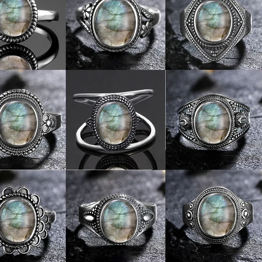 Authentic Solar Labradorite Radiance Ring - Celestial Protection and Intuition Amulet