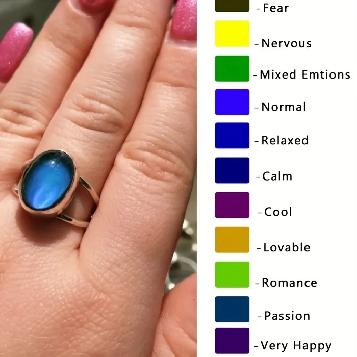 Authentic 1pc Color Changing Moon Stone Ring - Fashionable Jewelry Gift For Women Girls, Emits Positive Vibes And Enhances Mood