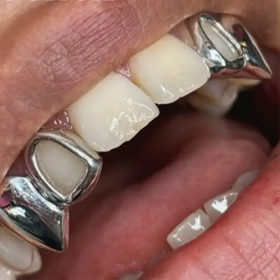 Authentic Vampire's Grin Double Hollow Tooth Caps Of Midnight Glamour