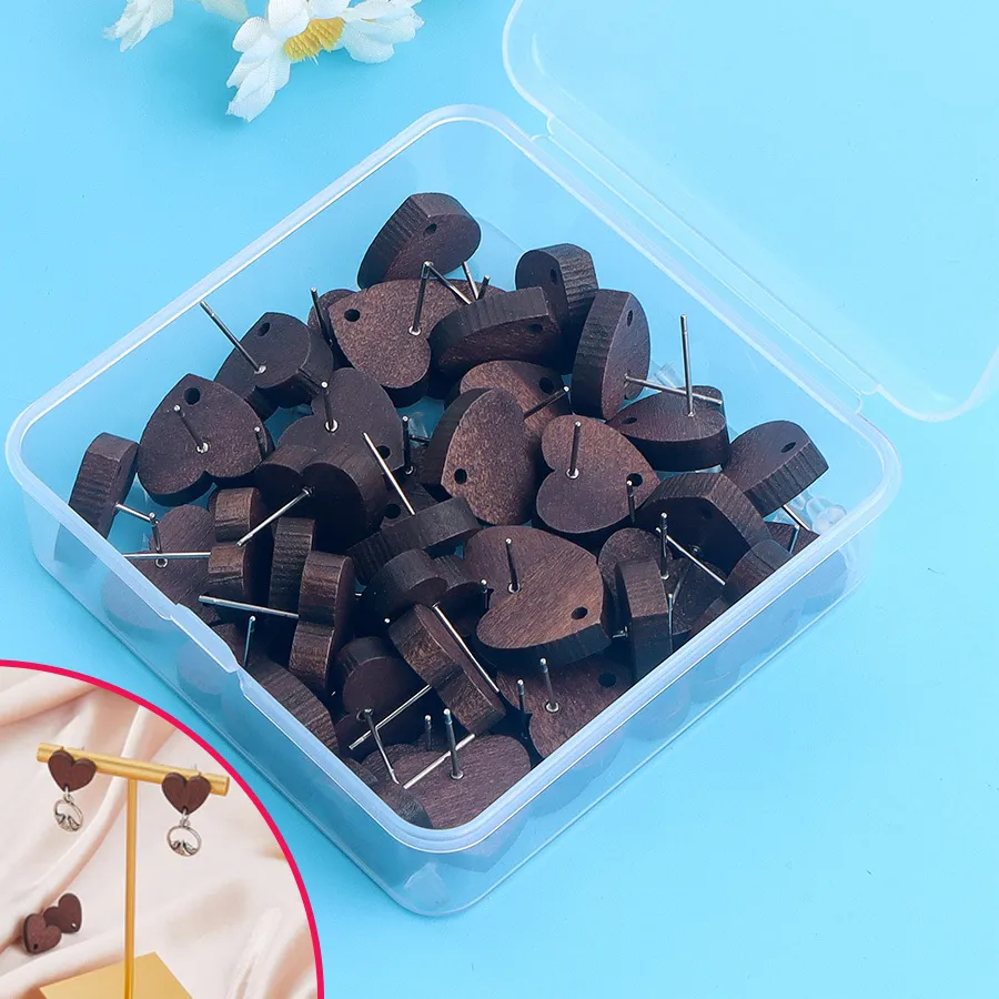 Authentic 90pcs Brown Wooden Earring Making Kit,DIY Earrings Jewelry Accessories,Valentine's Day,Christmas,Thanksgiving,Halloween Gifts