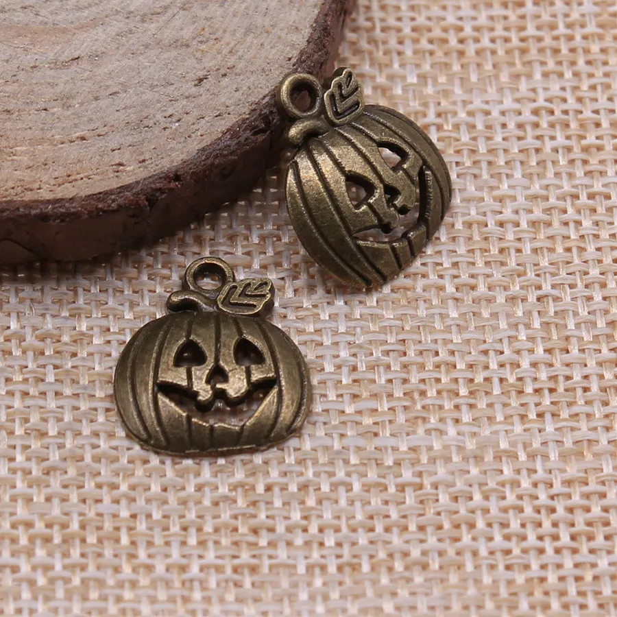 Authentic 20pcs 18x15mm(0.71x0.59inch) 2 Colors Pumpkin Halloween Charms Jewelry Accessories Wholesale