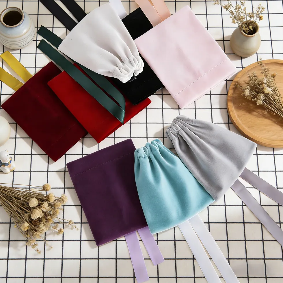 Authentic 10Pcs Bulk Soft Velvet Drawstring Dust-Proof Pouches with Ribbon Durable Jewelry Storage Bags for Collection & Daily Protection
