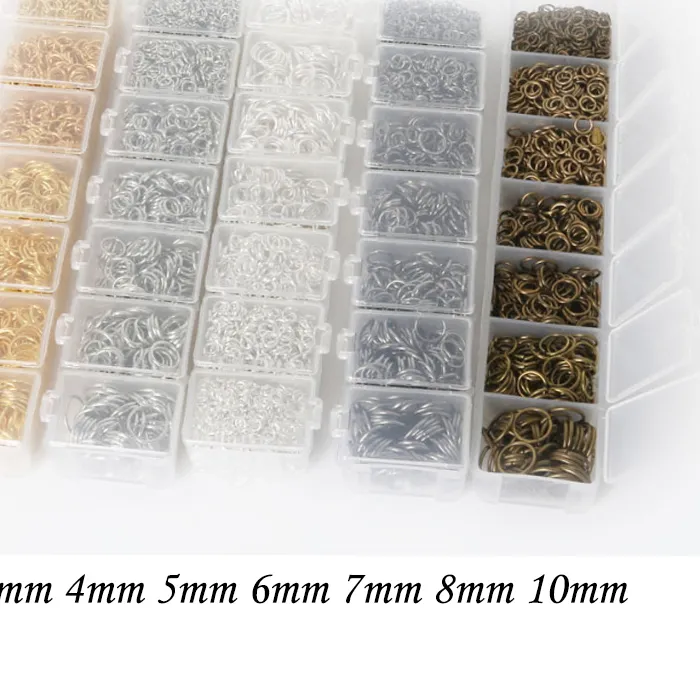 Authentic 2000pcs/box Open Single Loops Jump Rings&Split Rings 5 Colors Selling 3 4 5 6 7 8 10mm Metal Ring DIY Jewelry Findings Connector