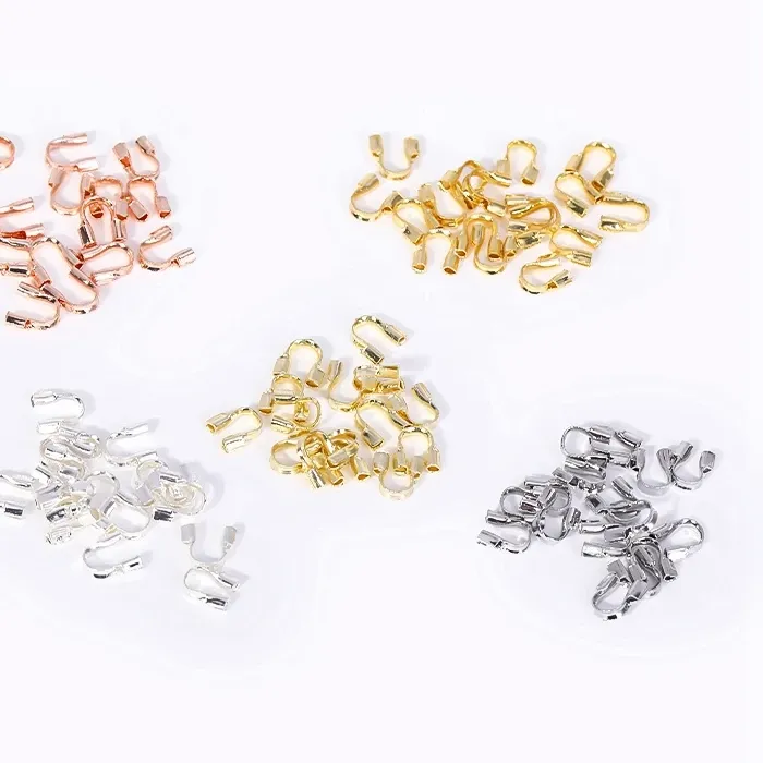 Authentic 14k/18k Gold Plated Brass Wire Guardian Cord Protector,U Shape Wire Protectors Connector For DIY Jewelry Making Supplies