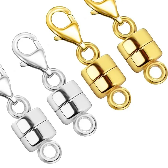 Authentic Magnetic Necklace Clasps and Closures with Lobster Clasp 14K Gold and Silver Plated Magnet Jewelry Clasps Converters
