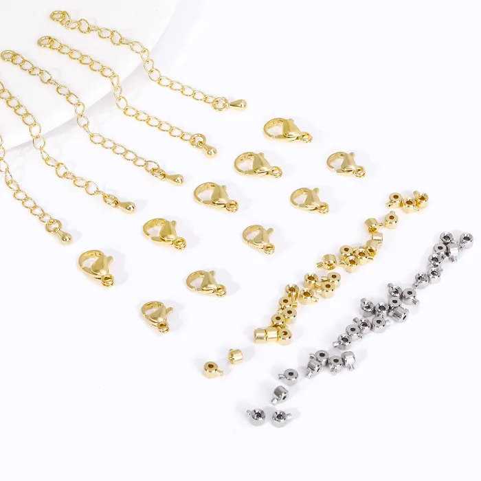 Authentic 14K Gold Plated Crimp End Beads,Lobster Clasp,Extender Tail Chains,DIY Jewelry Making Accessories