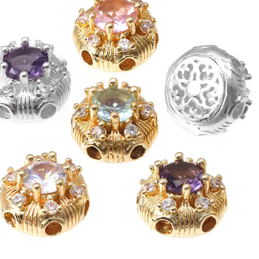 Authentic Radiant Spheres of Light: 18K Gold and Zircon Sacred Geometry Spacers