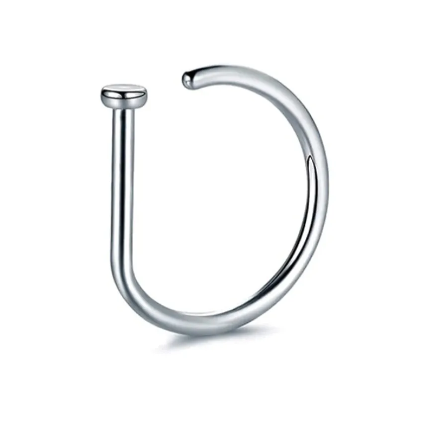 Authentic 1PC Woman Man Fake Nose Rings D Shape Curved Barbells Nose Hoops Without Hole Non Piercing Stud Nostril Body Jewelry