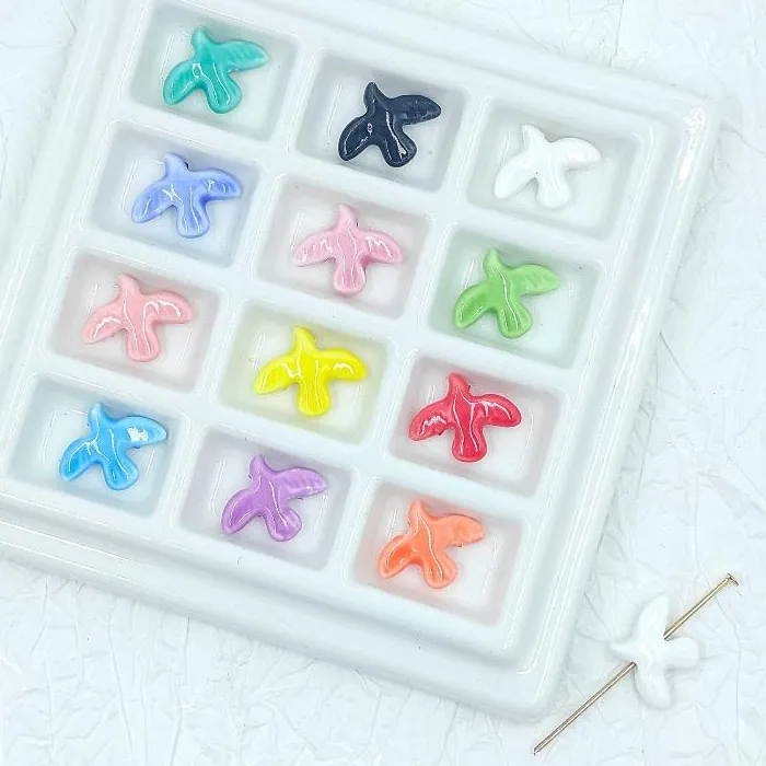 Authentic (HB05)10Pcs Peace Dove Ceramic Bird-Shaped Beads DIY Necklace Earrings Jewelry Accessories Pendants Loose Beads For Crafting