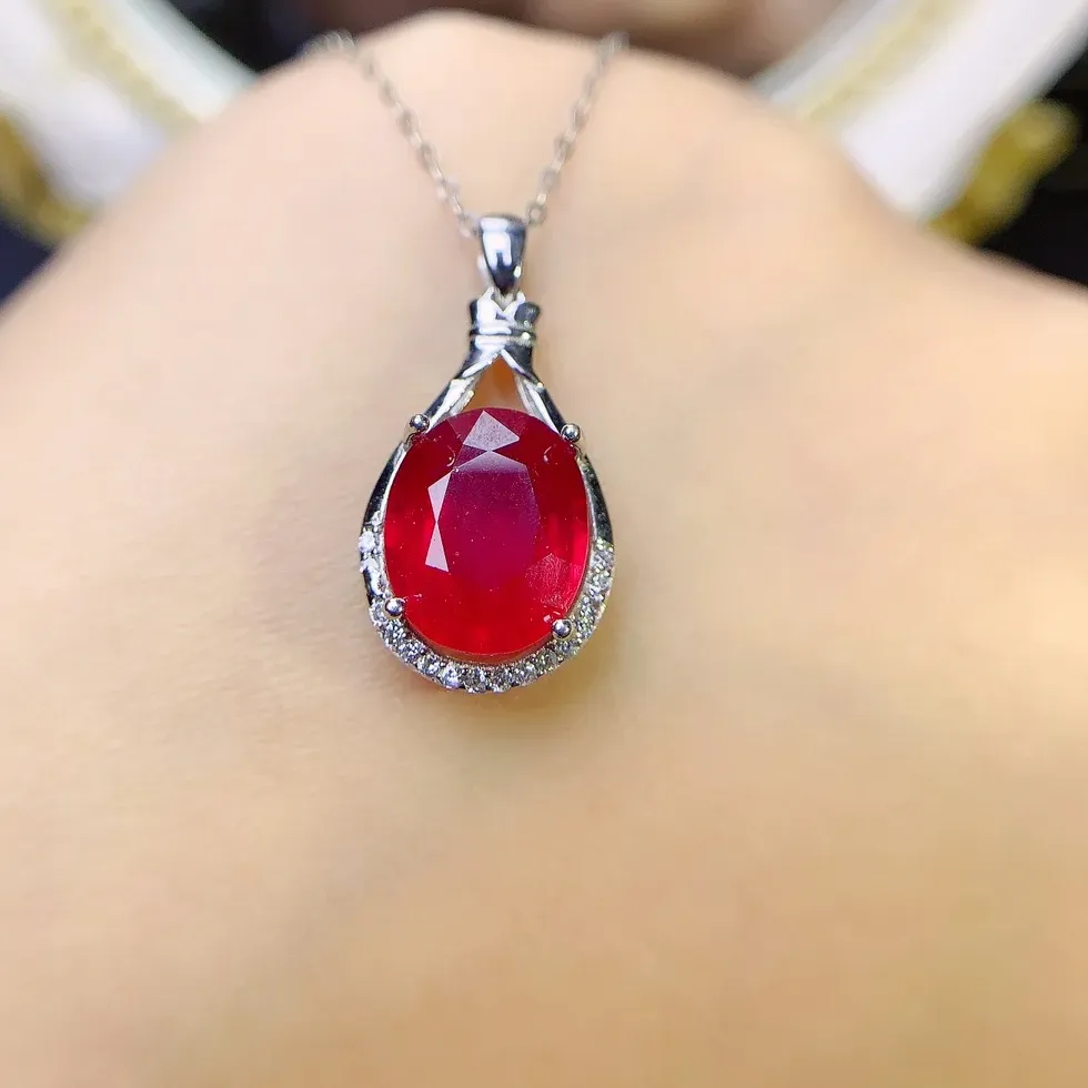 Authentic Stylish high quality 925 silver elegant romantic dove red ruby pendant necklace for women wedding jewelry luxury jewelry