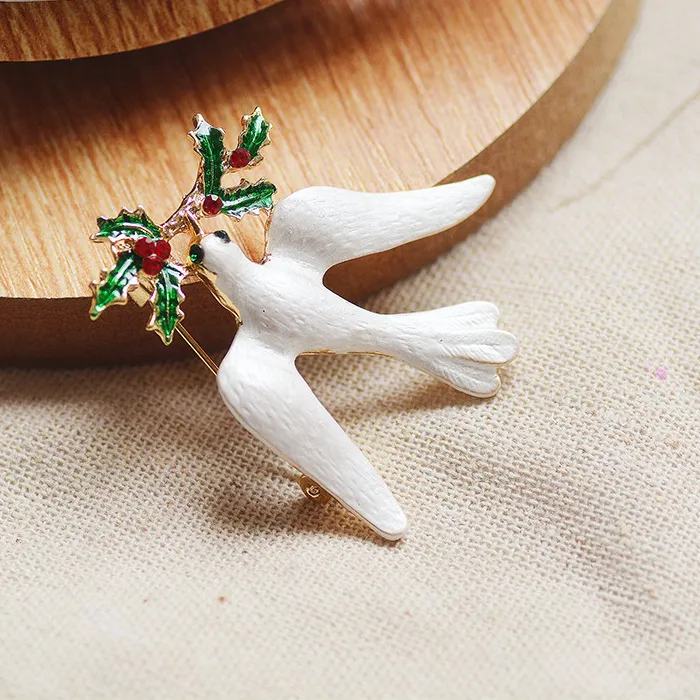 Authentic white peace dove brooch, fashion women's men's badge lapel pin jewelry