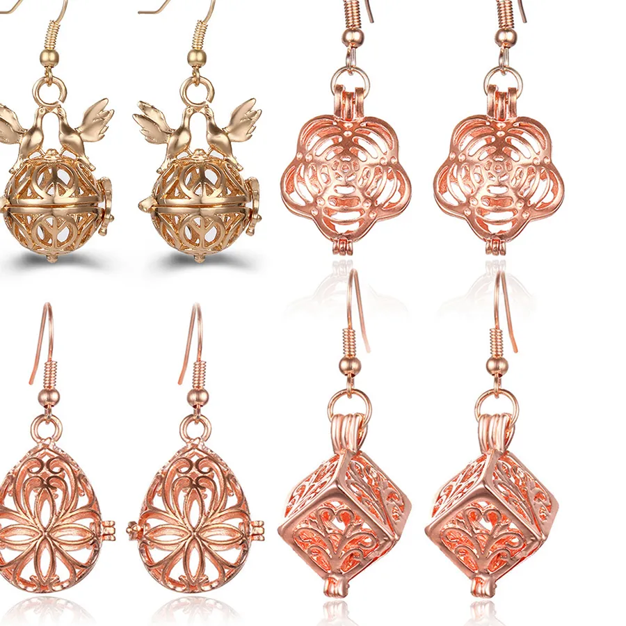Authentic Fashion Peace Dove Aromatherapy Cage Earrings Crystal Ear Drop Accessories Perfume Diffuser Locket Women Earrings Gift Jewelry