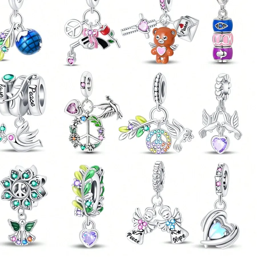 Authentic Charm Silver Colors Peace Dove Protects Earth Bead for Original Bracelet DIY Beads Charms Jewellery Making Gift for Women STYFNE