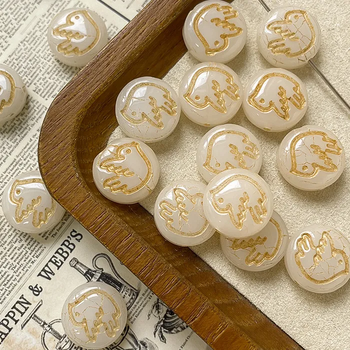 Authentic 10pcs/lot Jewelry Accessory Hand-painted Peace Doves In Glass Shaped DIY Charms Pendants