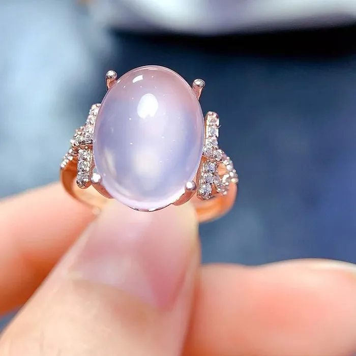 Authentic Elegant 925 Silver Rose Quartz Ring for Party 10mm*14mm 8ct Natural Rose Quartz Jewelry 18K Gold Plated Gemstone Ring