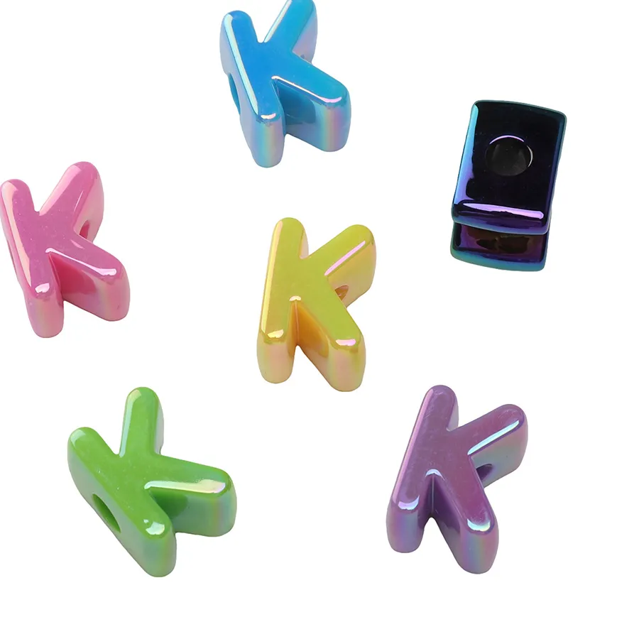 Authentic 5pcs/Lots AB Color Acrylic Letter Beads Random Mixed Spacer Beads for DIY Bracelets Necklaces Earrings Jewelry Making Supplies