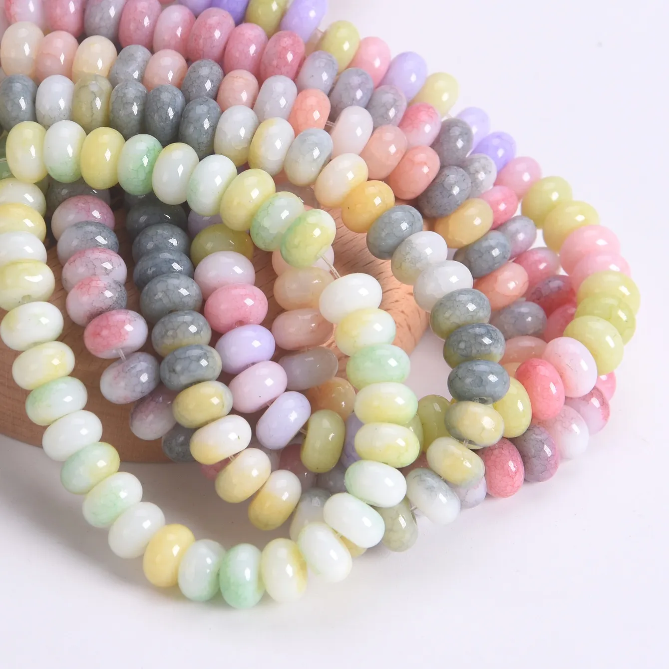 Authentic 50pcs Mixed Colors Rondelle Shape 8x5mm Opaque Glass Loose Spacer Beads Lot For Jewelry Making DIY Bracelet Findings