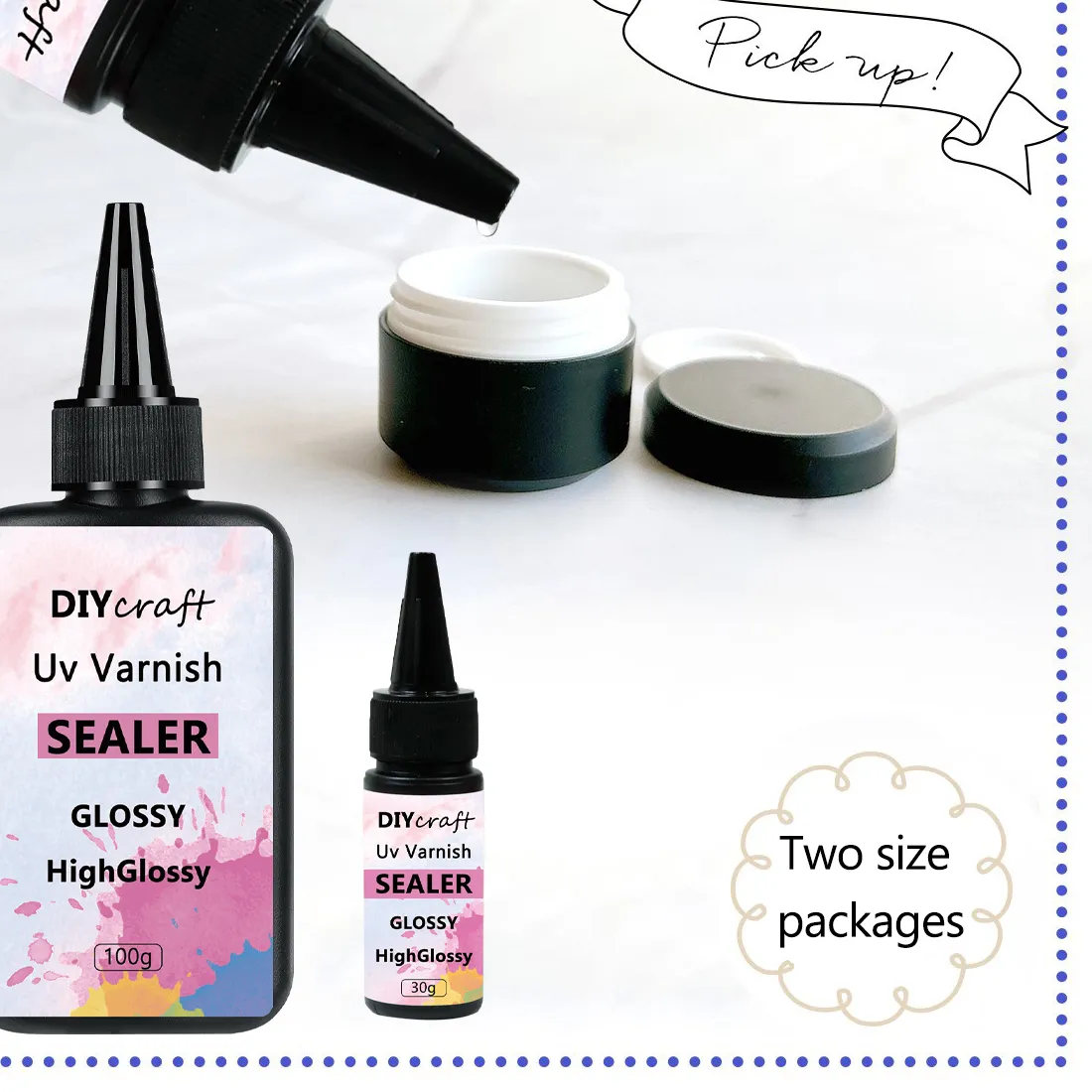 Authentic UV Glossy Sealer Varnish for DIY Resin Jewelry Transparent Glossy Sealing Glue Prevent Yellowing &Anti fouling&Wear-Resistant