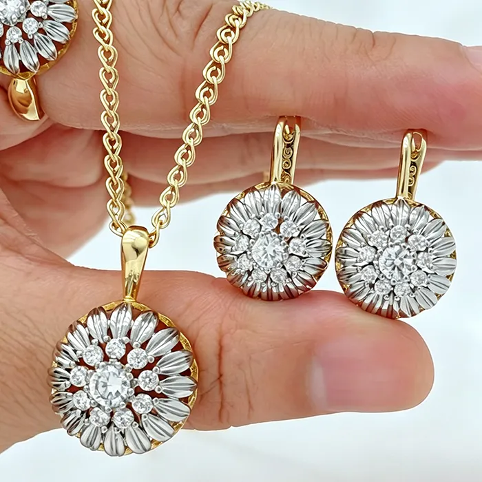 Authentic Radiant Starlight Ensemble: 14K Gold and Silver Plated Natural Zircon Talismanic Suite