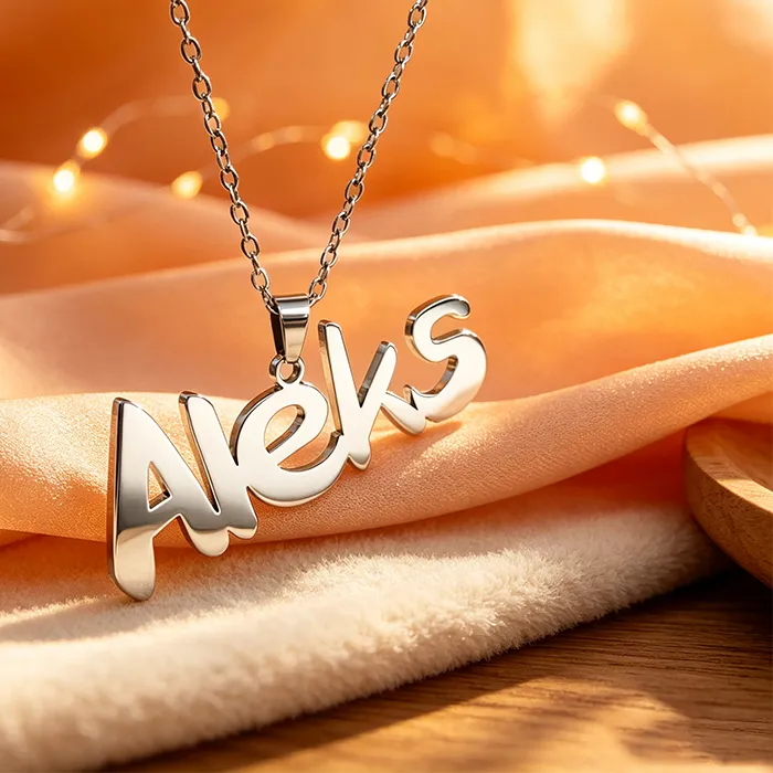 Authentic Choose Different Fonts Charm Woman Custom Name Necklace Stainless Steel Simple Nameplate Personalized Pendant Necklace Jewelry