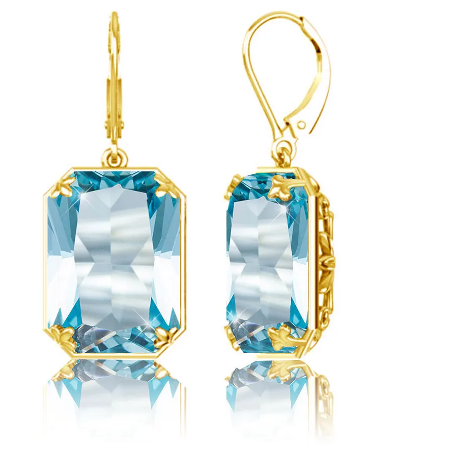Authentic Celestial Aquamarine Drop Talismans in Radiant Gold