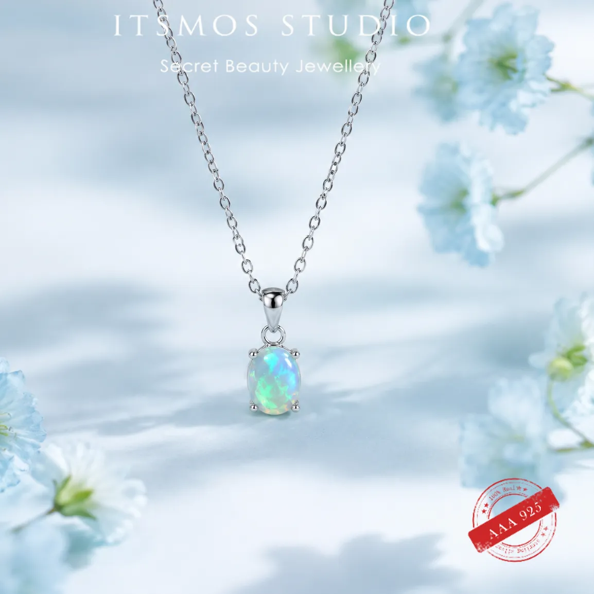 Authentic Celestial Aurora Opal Talisman - 925 Sterling Silver Vibrant Healing Crystal Amulet