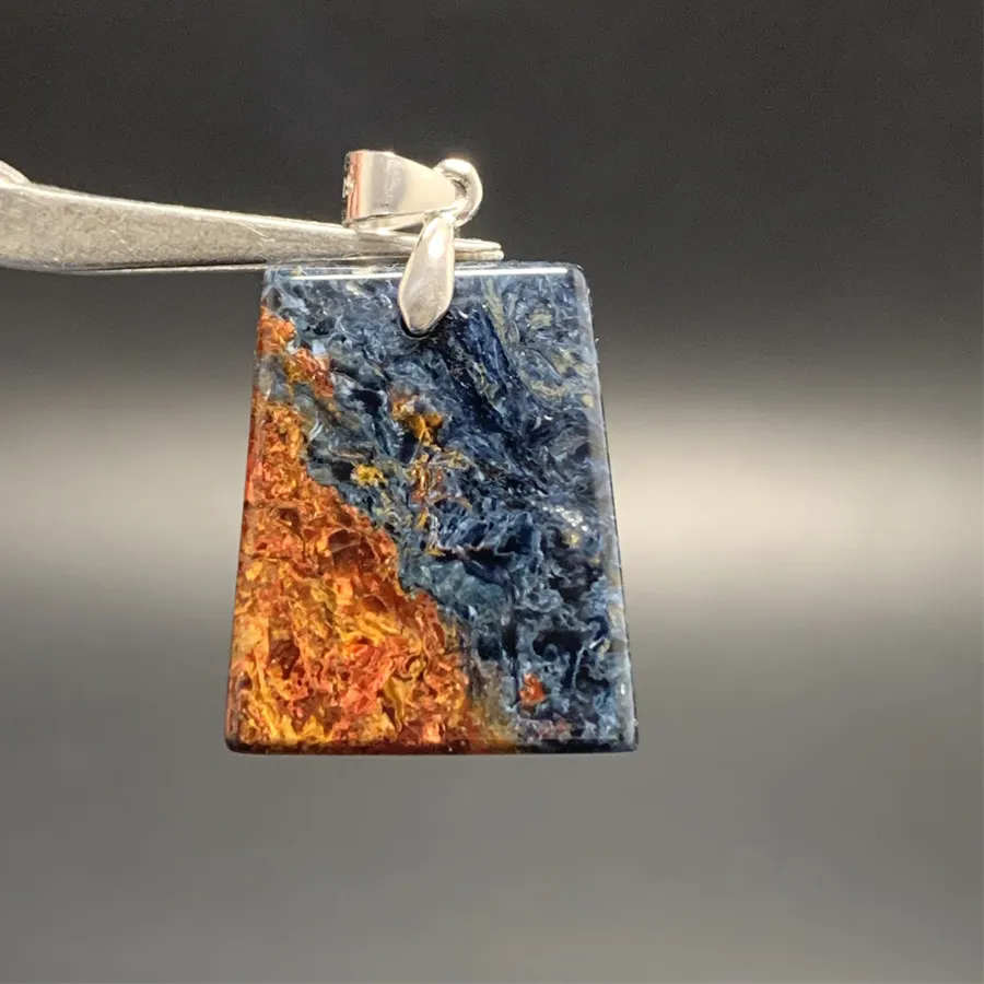Authentic Oil Painting Natural Namibia Blue Pietersite Pendants Necklace Women Yellow Red Cat Eye Pieter Site Healing Beads Jewelry AAAAAA