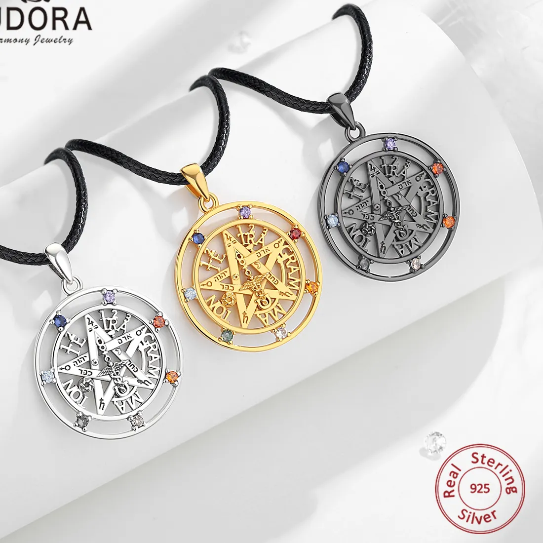 Authentic The Sacred Tetragrammaton: 18K Gold & Sterling Silver 7 Chakra Amulet